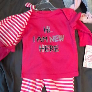 Cute pink long sleeve shirt with hat and pants